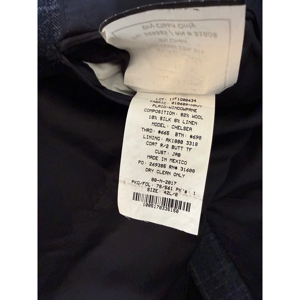 Jos. A. Bank Tailored Fit Sport Coat Mens 42L Blue Wool Silk Linen Blazer Jacket - Picture 16 of 16